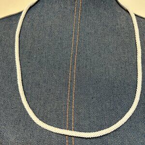 J. Crew Seed Bead White Necklace 30 inches w/Gold Closure NWT